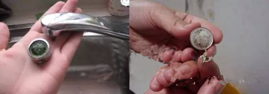 用了很久水龙头封住的污垢